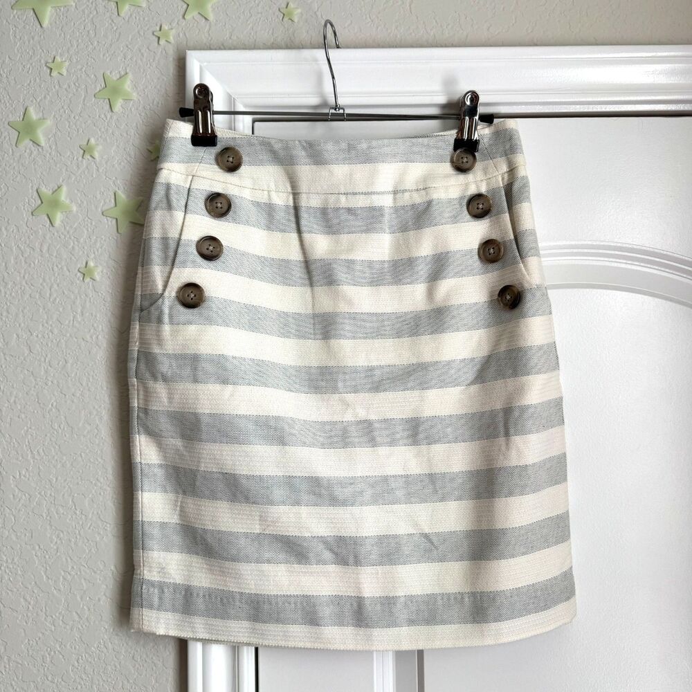 Women's LOFT high waist skirt pocket striped skirt- petite 0P